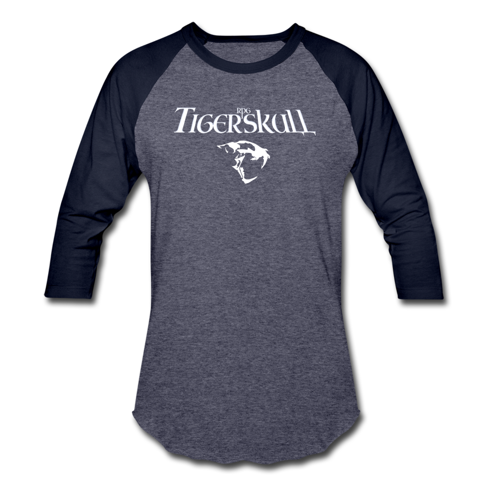 Tiger Skull Baseball T-Shirt - heather blue/navy