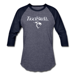 Load image into Gallery viewer, Tiger Skull Baseball T-Shirt - heather blue/navy
